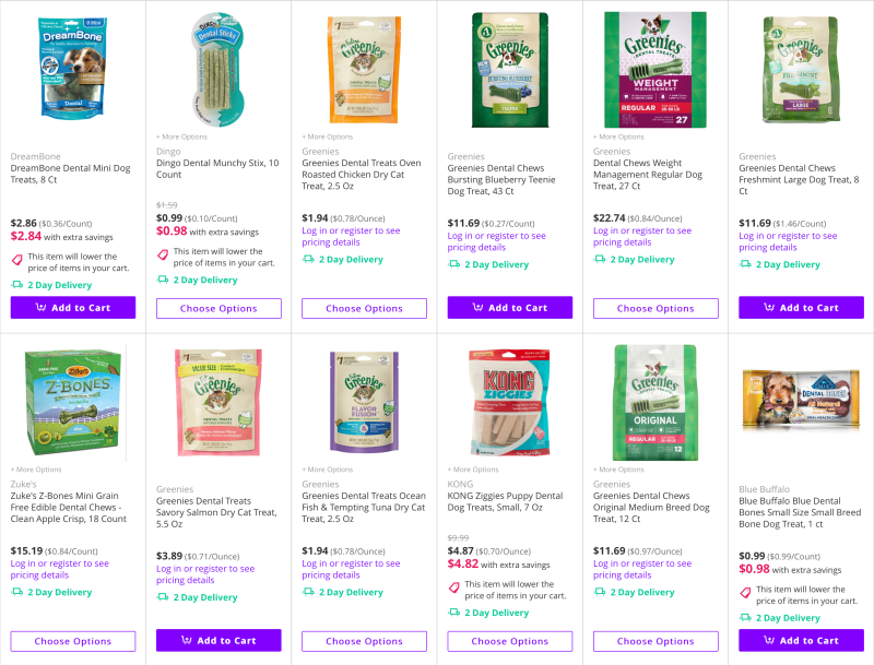 50% de descuento en premios para mejorar los dientes de tu mascota (máximo $30). Código promocional PETDENTAL50.